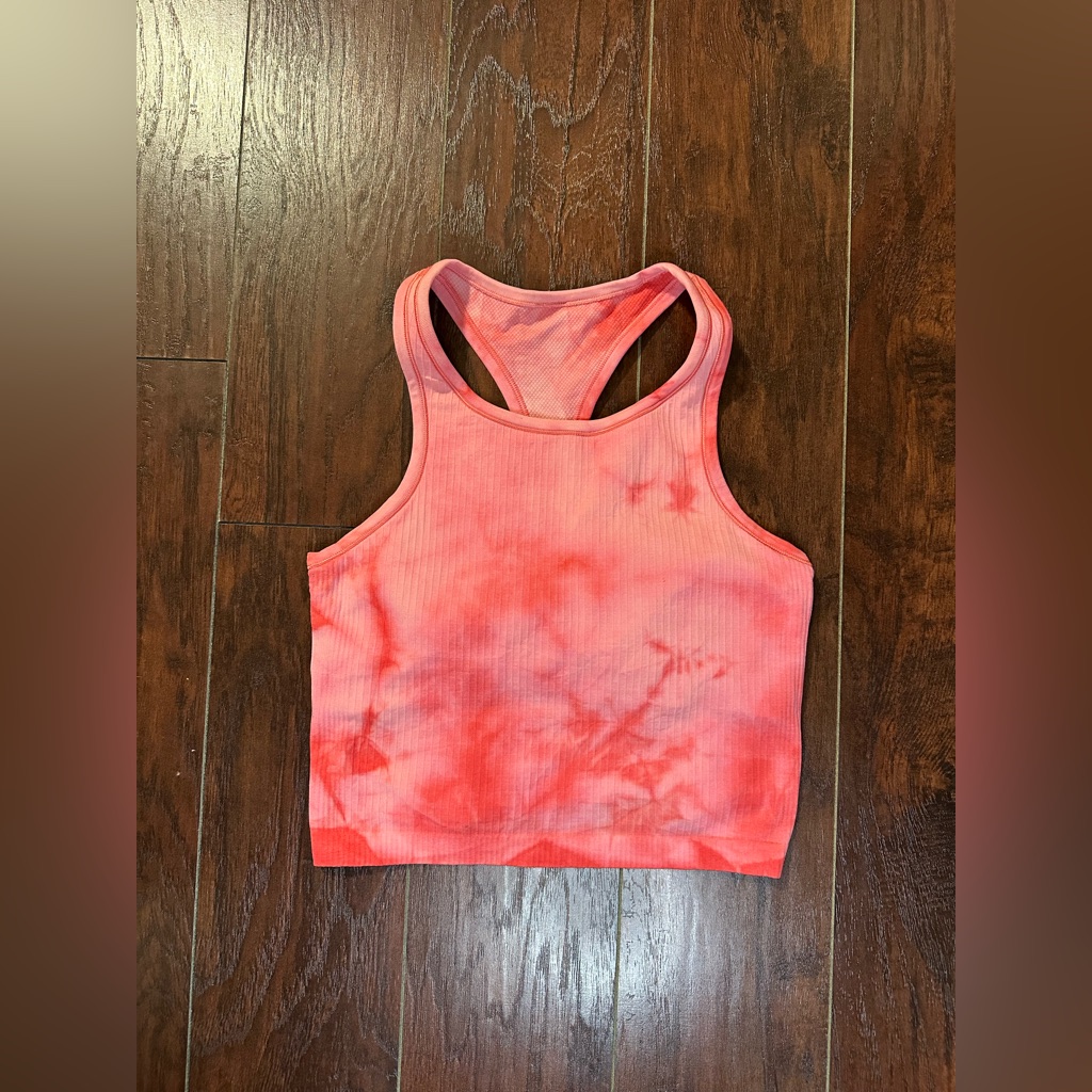 Lululemon Ebb To Street Cropped Racerback Tanksize 10 Marble Dye Raspberry Cream